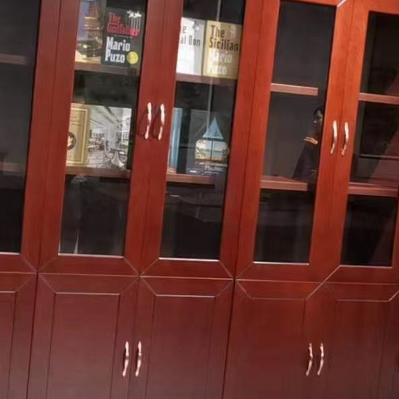 书柜带玻璃门客厅置物书架储物柜文件柜简易中式书架储物书架