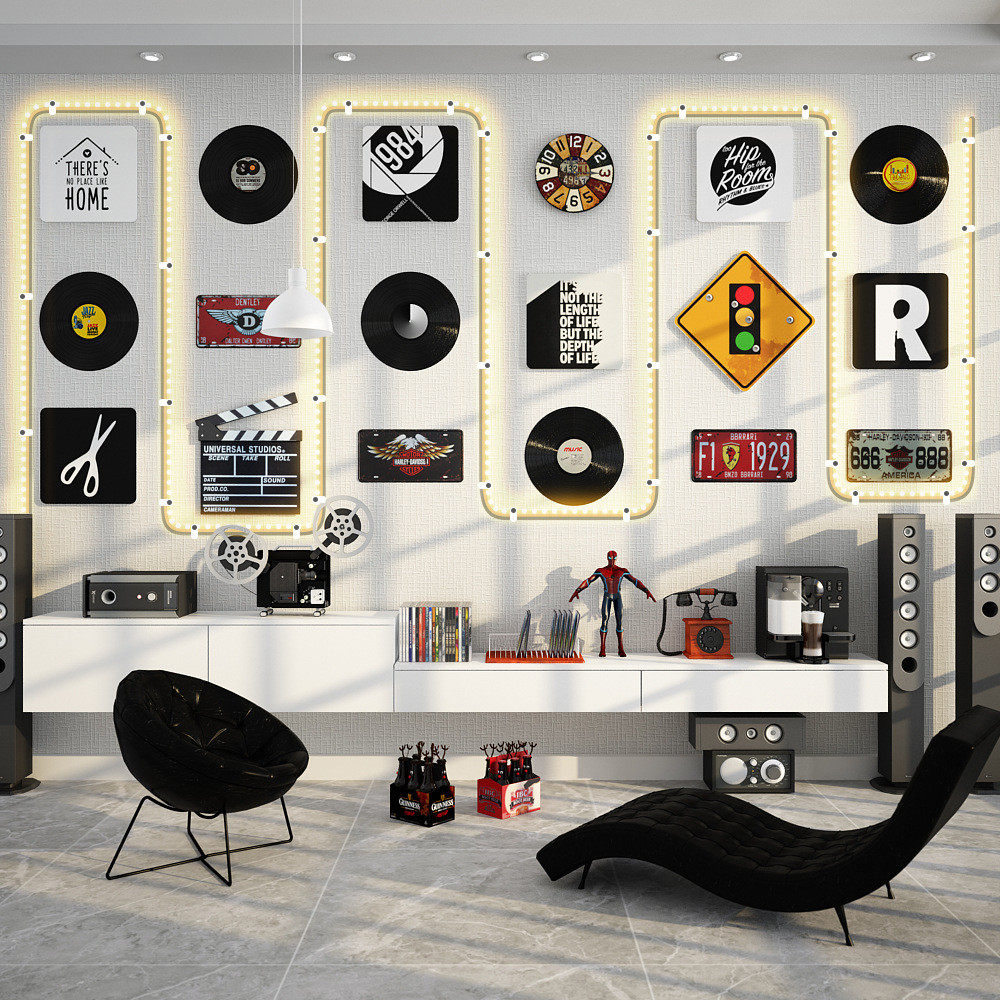 LED008工业风复古发光装饰LOFT组合墙饰唱片餐饮店LED灯带照片墙,家居饰品,现代装饰画,淘宝优惠券,粉丝福利购,淘宝优惠卷