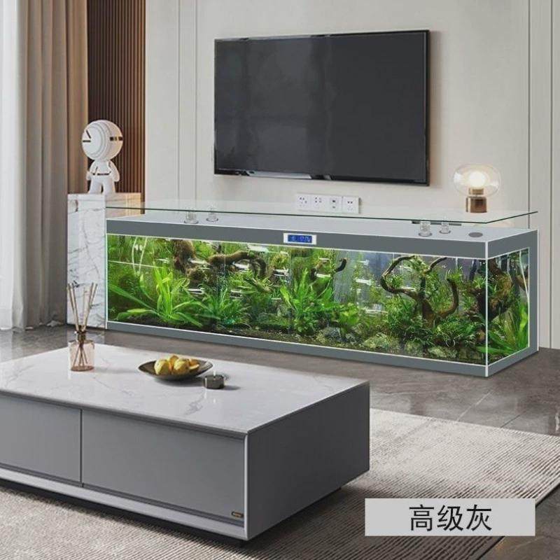 现代简约方形电视柜鱼缸客厅水族箱家用型中大靠墙落地懒人免换水