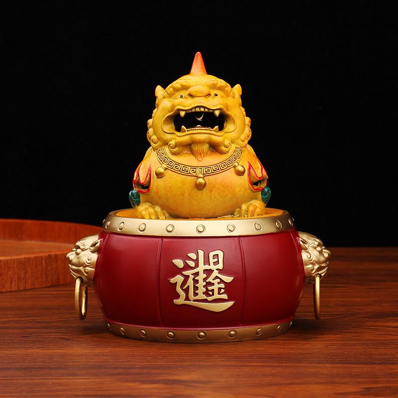 客厅貔貅香炉日进斗金办公室黄铜桌面彩绘金属工艺品铜器纯铜摆件
