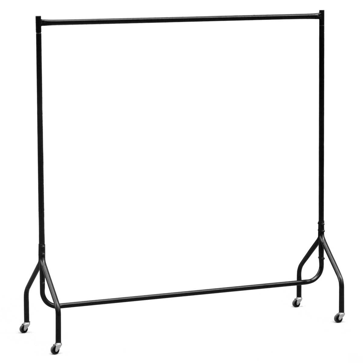 黑色简易可移动晾衣架落地立式挂衣架钢管烤漆精美服装店展示架