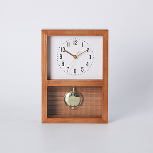 12n摆钟得利家居客厅桌面现代简约床头钟实木静音宜德拉姆