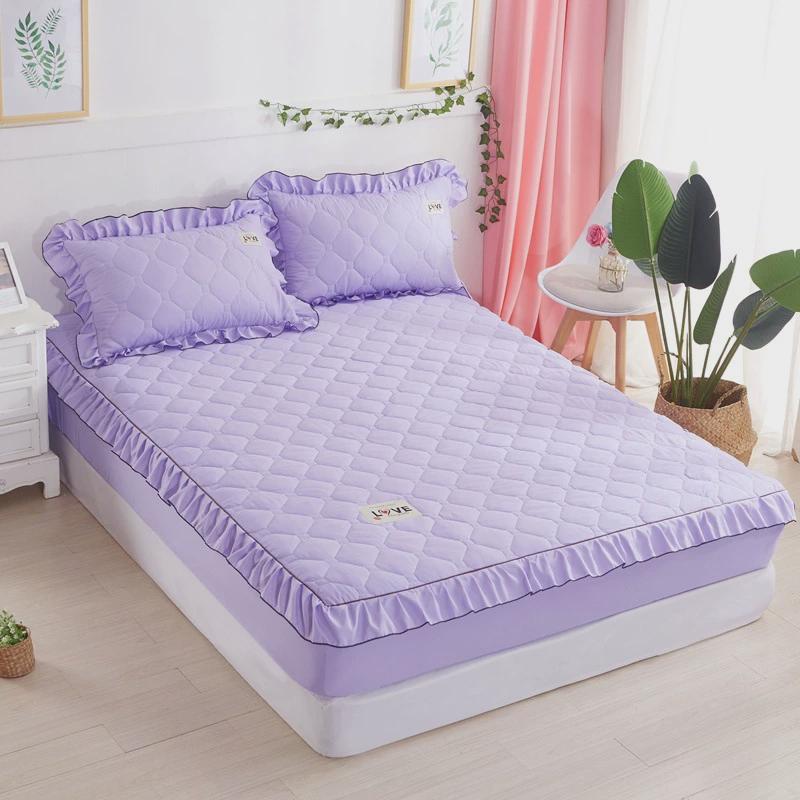 夹棉床笠床套加厚床裙床罩单件松紧防滑大红色色被套可配四件套