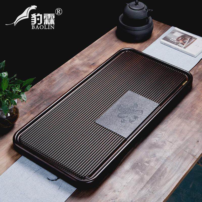 竹制排水式重简约茶盘大号家用竹长方形茶具整块托盘小号茶台竹子