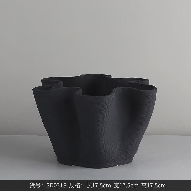 博西家居素色白色陶瓷大花瓶摆件现代简约设计师样板房落地花盆