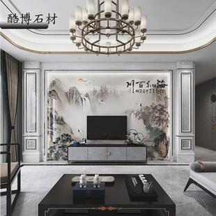 岩板大板电视背景墙客厅轻奢大理石材罗马柱边框现代简约2022新款