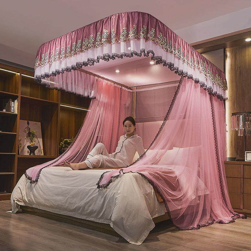 轻奢高级感u型导轨蚊帐家用落地式帐纱拉绳导轨蚊帐1.5m/1.8m床用,床上用品,蚊帐,淘宝优惠券,粉丝福利购,淘宝优惠卷