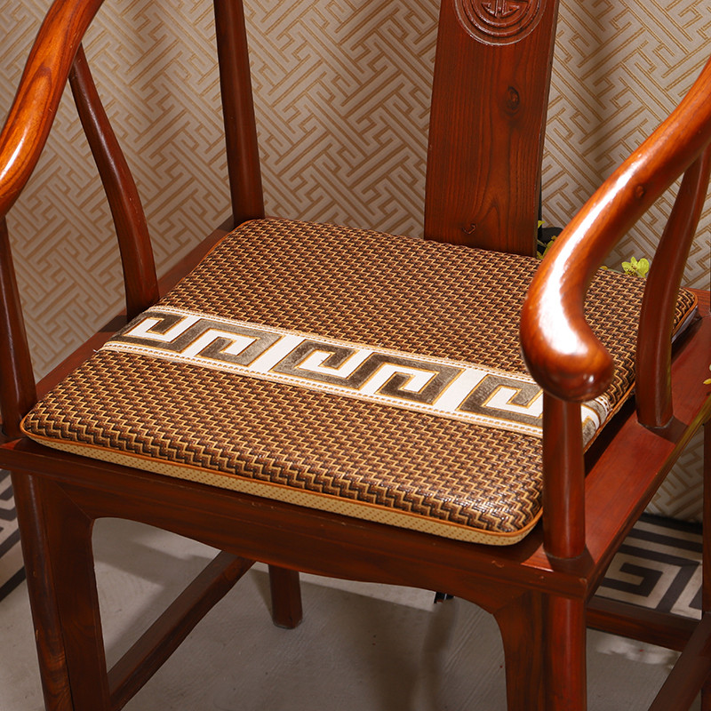 4txn中式红木沙发坐垫茶凉垫透气藤席凉席冰丝椅垫餐椅夏季椅圈椅
