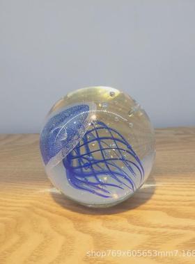 小摆件琉璃摆件玻璃夜光水母玻璃摆件创意家居古法