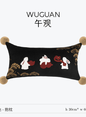 mnx2晓兔云梦抱枕沙发客厅轻奢红色靠枕加厚刺绣丝绒蚕