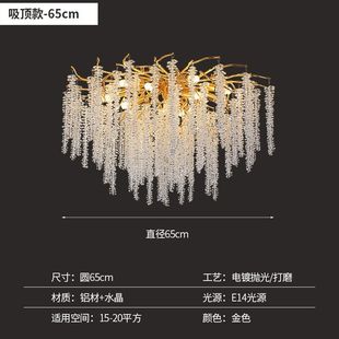 轻奢水晶灯客厅家用轻奢吸顶灯简约大气大厅餐厅流苏温馨 法式