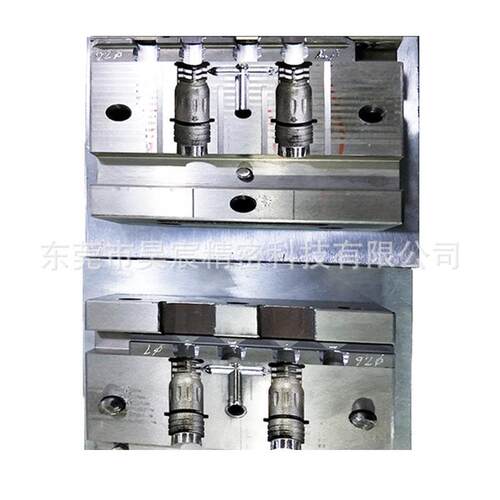 模模具厂家2p防水连接线插头模具立式注塑包胶成型东莞模具
