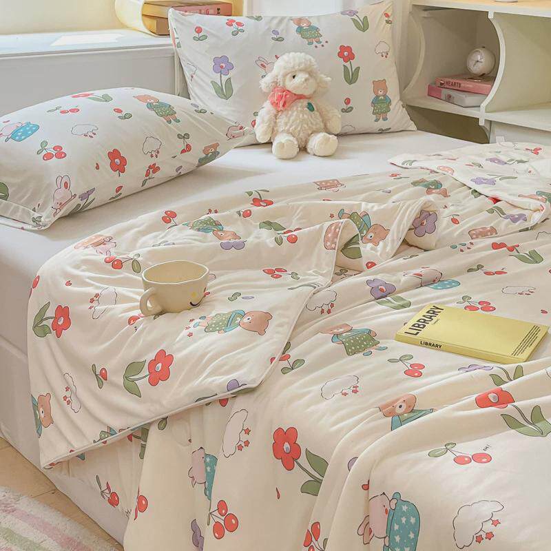 A类母婴级针织棉夏凉被儿童卡通薄款空调被夏季机洗单双人大豆被