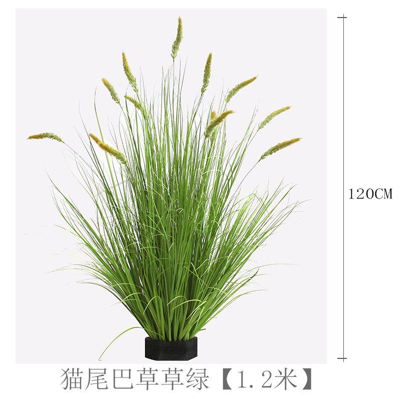 现货仿真绿植猫尾巴草盆栽室内植物造景景观橱窗装饰芦苇草假花束