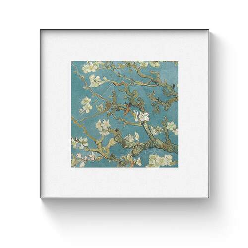 梵高杏花现代绘画大师客厅餐厅装饰画新中式卧室玄关挂画清新