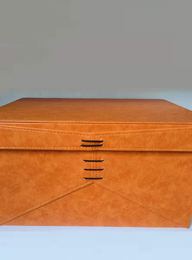 轻奢穿绳皮革收纳箱样板房装饰品衣帽间柜顶卧室大储物收纳盒摆件