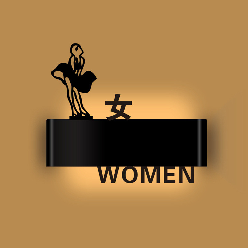男女卫生间指示牌厕所标志牌洗手间标识牌带灯侧装亚克力充电发光