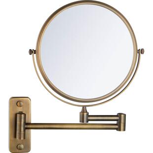 浴室镜壁挂美容镜卫生间复古化妆梳妆镜少女补妆双面伸缩圆镜