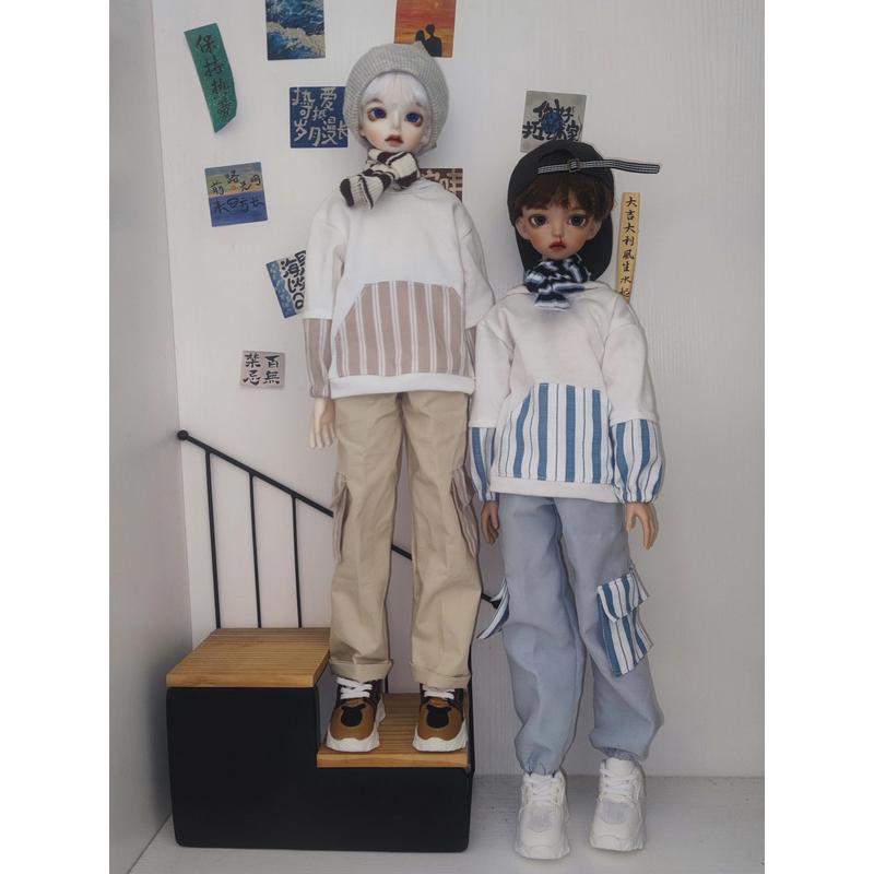 BJD3分4分ob22 ob24 BJD娃衣条纹拼接连帽卫衣套装雏菊28 P20娃衣