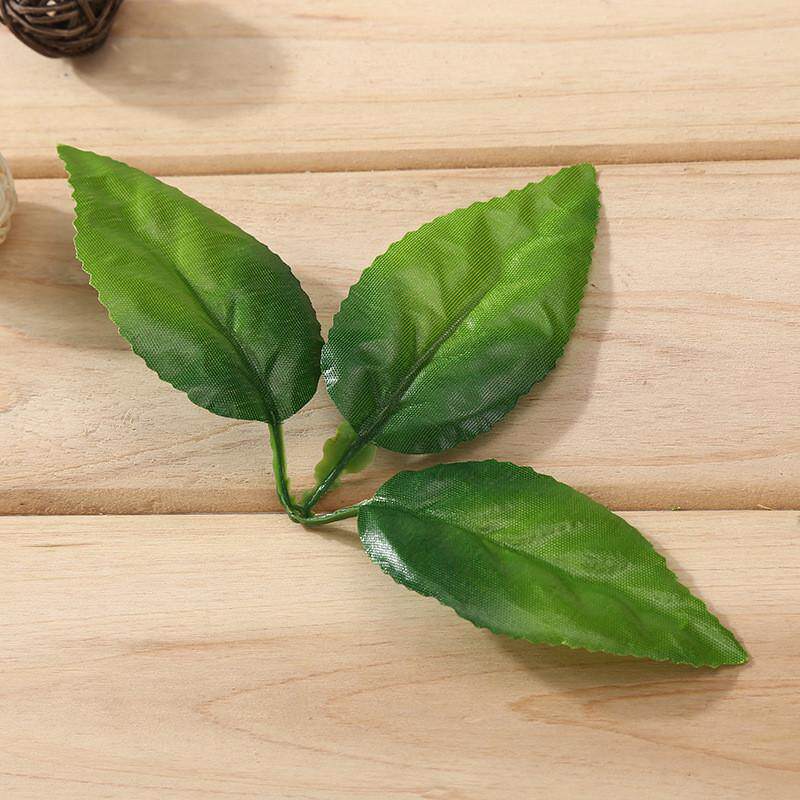 diy仿真花三叉玫瑰叶射骨绢花做假花材料配件绿色装饰插花清明花
