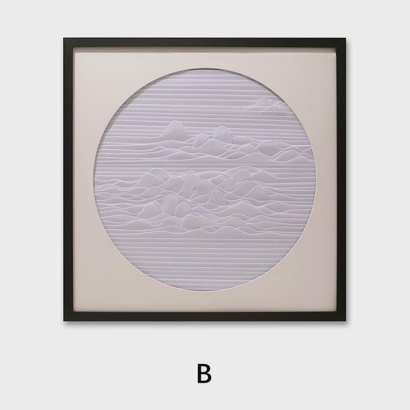 简约新中式立体软装山水装饰画客厅书房工艺画极简设计实物挂画