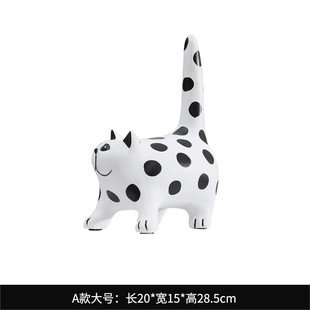 波点小猫摆件客厅卧室电视柜酒柜轻奢可爱小众卡通高级感装饰品