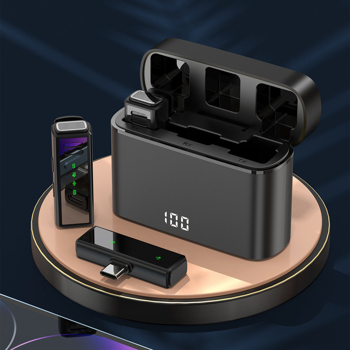 新款无线领夹麦克风J88双咪头清晰收音智能降噪带充电仓迷你话筒