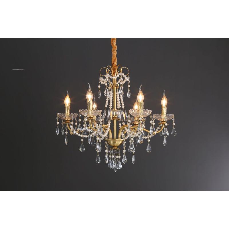 法式水晶珍珠灯具美式欧式别墅客厅餐厅卧室全铜吊灯