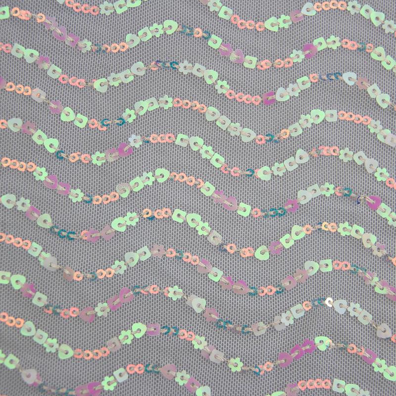 四面弹力柔软手感网布网布粉色绣片面料新款现货氨纶幻彩绣