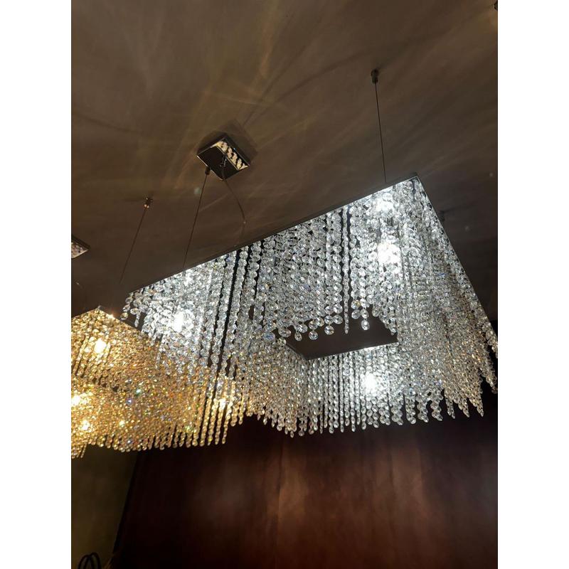 现代轻奢水晶酒店设计师创意长方形餐厅吊灯宴会厅椭圆别墅客厅灯