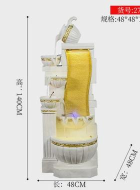 欧式客厅室内家用流水摆件生财玄关落地喷泉循环水景观创意养鱼池
