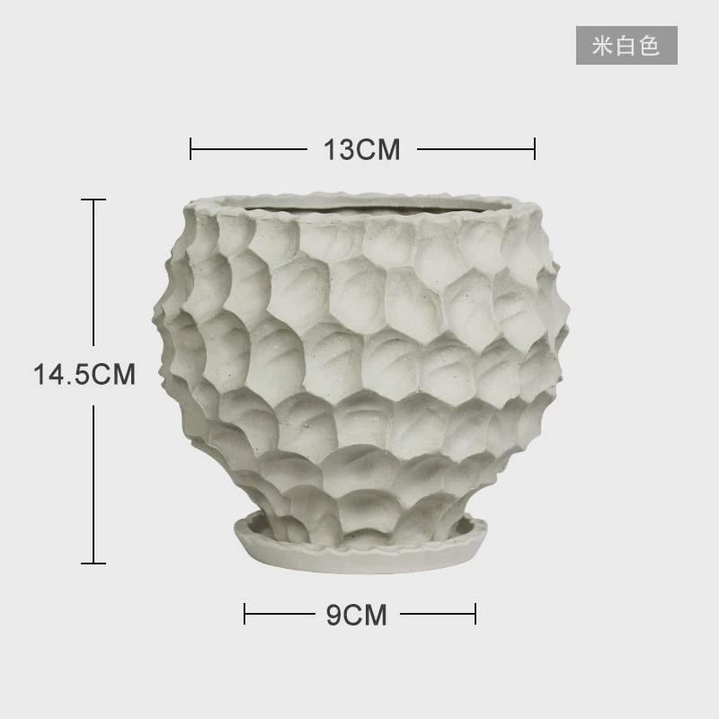 日式陶瓷花盆盆景兰花创意块根多肉蝴蝶兰盆栽艺术陶盆带托盘粗陶