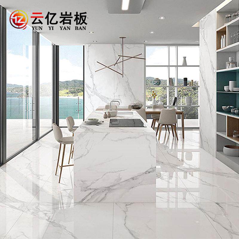 佛山轻奢别墅岩板电视背景墙家用连纹大板中式简约客厅亮光瓷砖