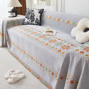 雪尼尔沙发盖布波西米亚民宿四季通用套罩高级感出租房沙发巾