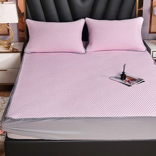 9wor凉席豆豆凉2023新款冰丝床笠三件套透气学生宿舍单人一米二软