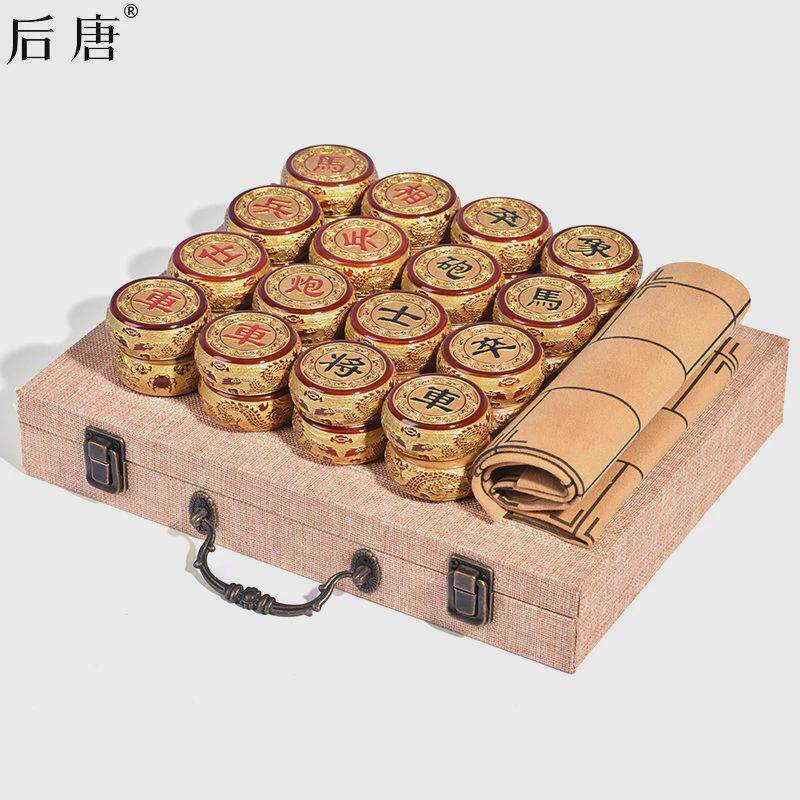 高档金丝楠木中国象棋套装实木高档描金龙象棋套装成人