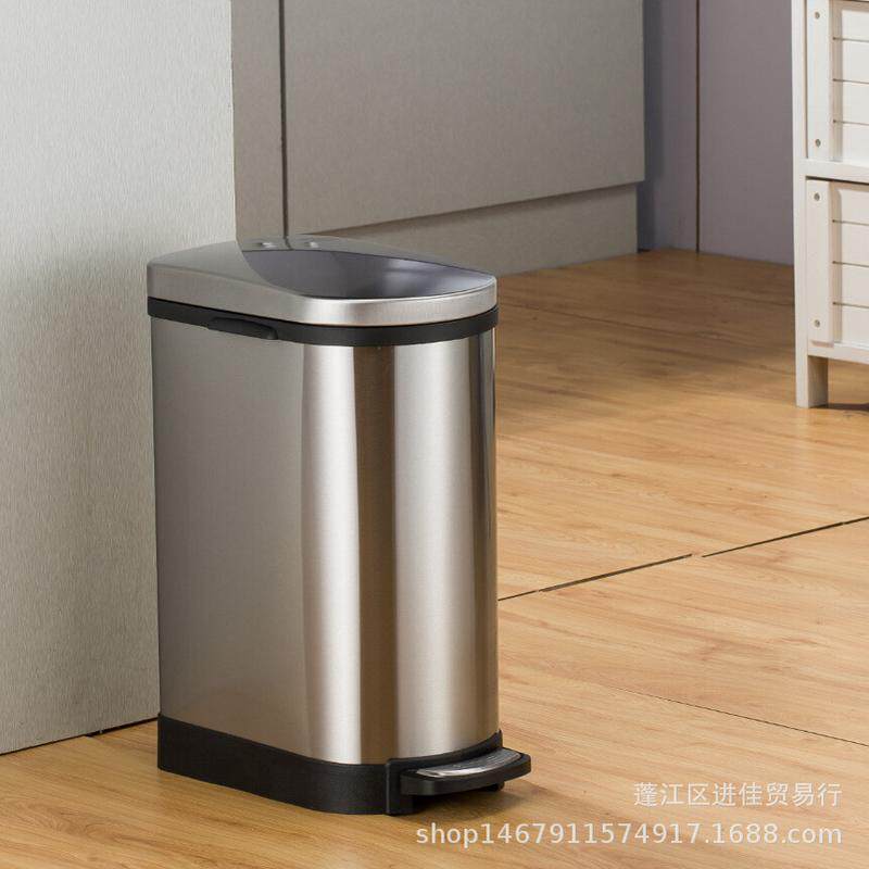 不锈钢垃圾桶50l方形脚踏大容量酒店厨房饭堂客厅带盖
