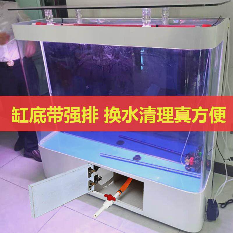 客厅家用欧式双圆鱼缸客厅中型轻奢落地玻璃水族箱免换水生态鱼缸