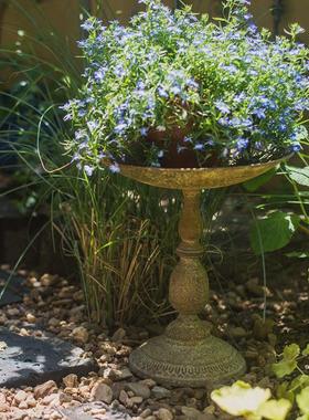 热销铁艺烛台鸟食盆复古高脚花器花盆花园庭院装饰杂货ZAKKA