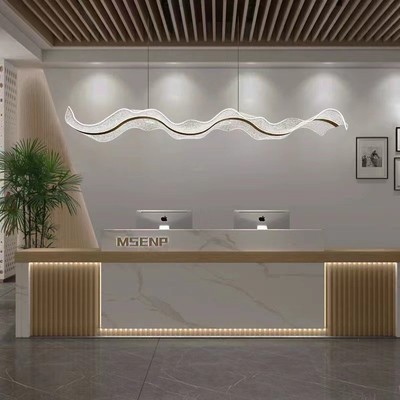 艺术飘带餐厅吧台吊灯现代简约酒店前台茶室设计师波浪led灯具