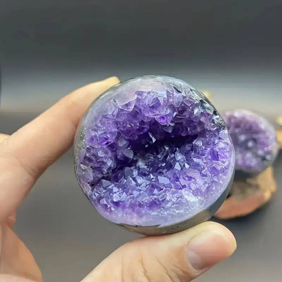 天然紫晶紫水晶开口笑紫晶洞聚宝盆家居办公装饰簇工艺品摆件批发