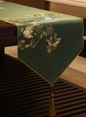 v2ws批发长条结婚红色床旗新中式茶几茶旗茶台茶席电视柜桌旗桌布