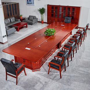 大型会议桌长桌会议室实木桌椅组合商务油漆长方形培训桌