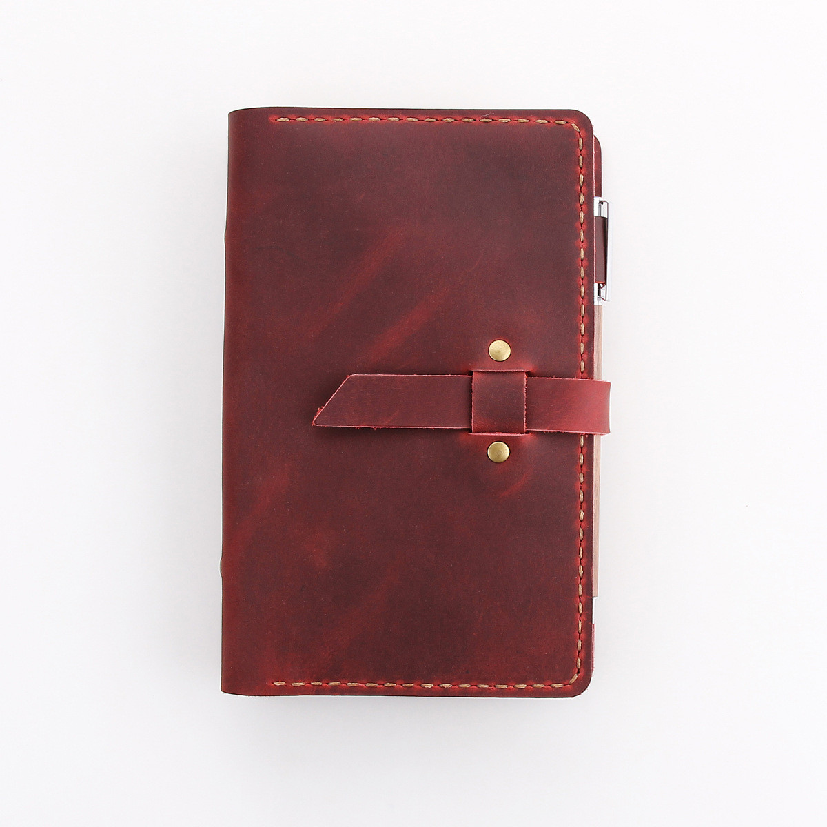 a6复古手工制作层头记事本疯马皮创意笔记本活页可替换本芯