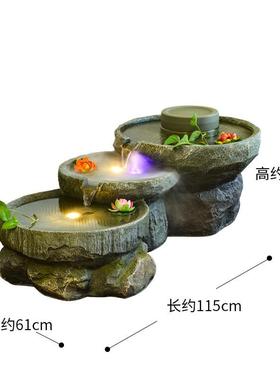 石磨水景假山流水摆件落地庭院客厅喷泉酒店办公室流水生财装饰品