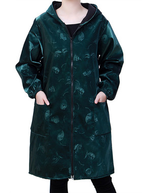 OF9D皮革加绒PU防水防油厚罩衣大人男女时尚工作服厨房家用围裙长