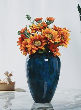 孔雀蓝艺术琉璃花器轻奢客厅电视柜玄关隔断柜花瓶摆件装饰品
