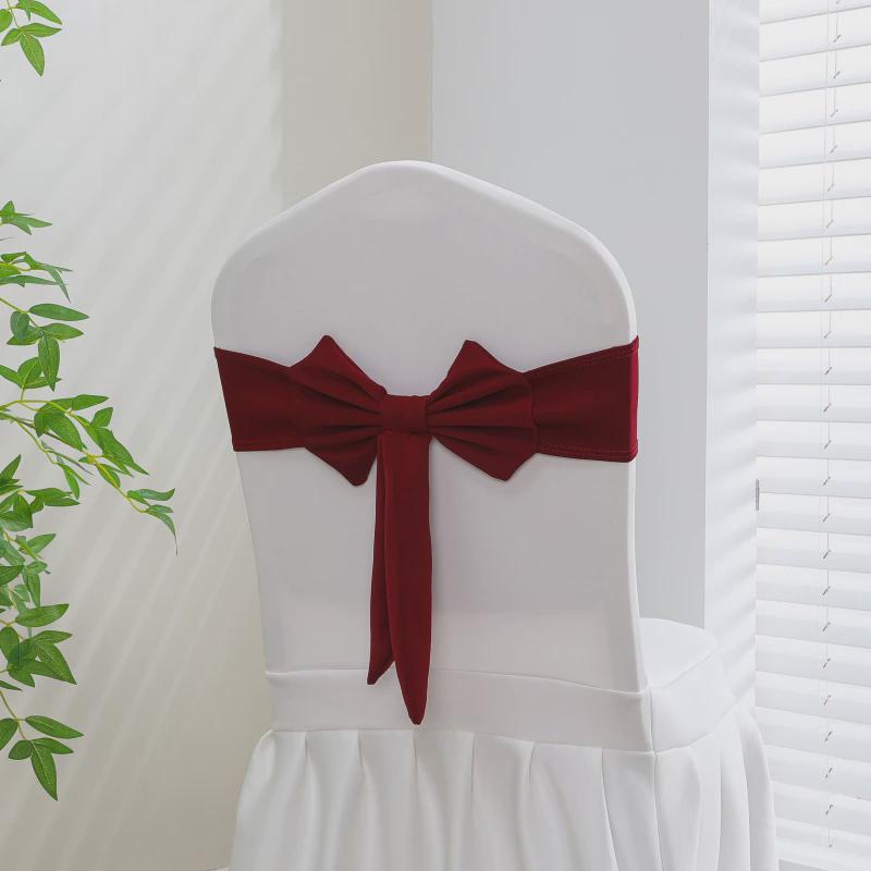 免系弹力绑带箍带椅背装饰婚庆弹力椅套蝴蝶结会展婚庆弹力椅背花