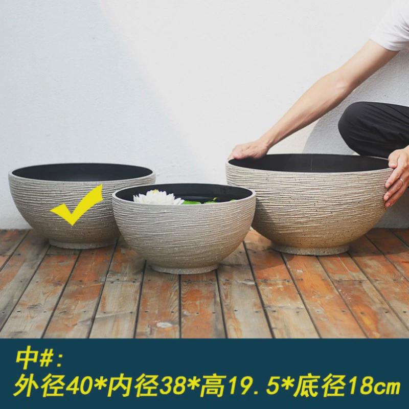 古法鱼缸养碗莲的盆睡莲缸大水缸花盆老式庭院金鱼缸树脂加厚
