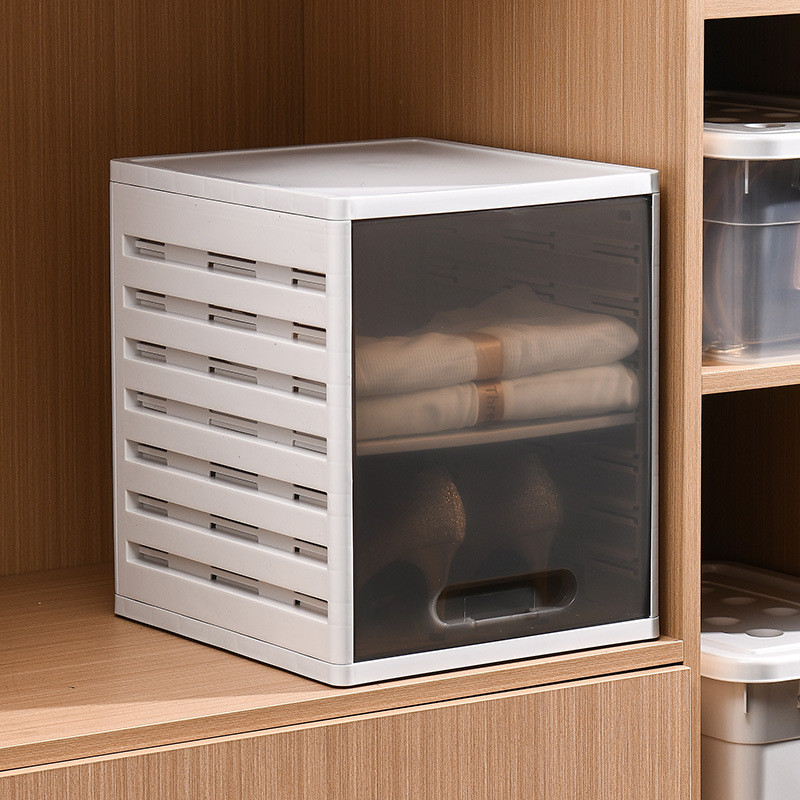 抽拉式收纳衣服叠衣板防尘整理架pp衣柜盒子透明多层置物架小衣柜